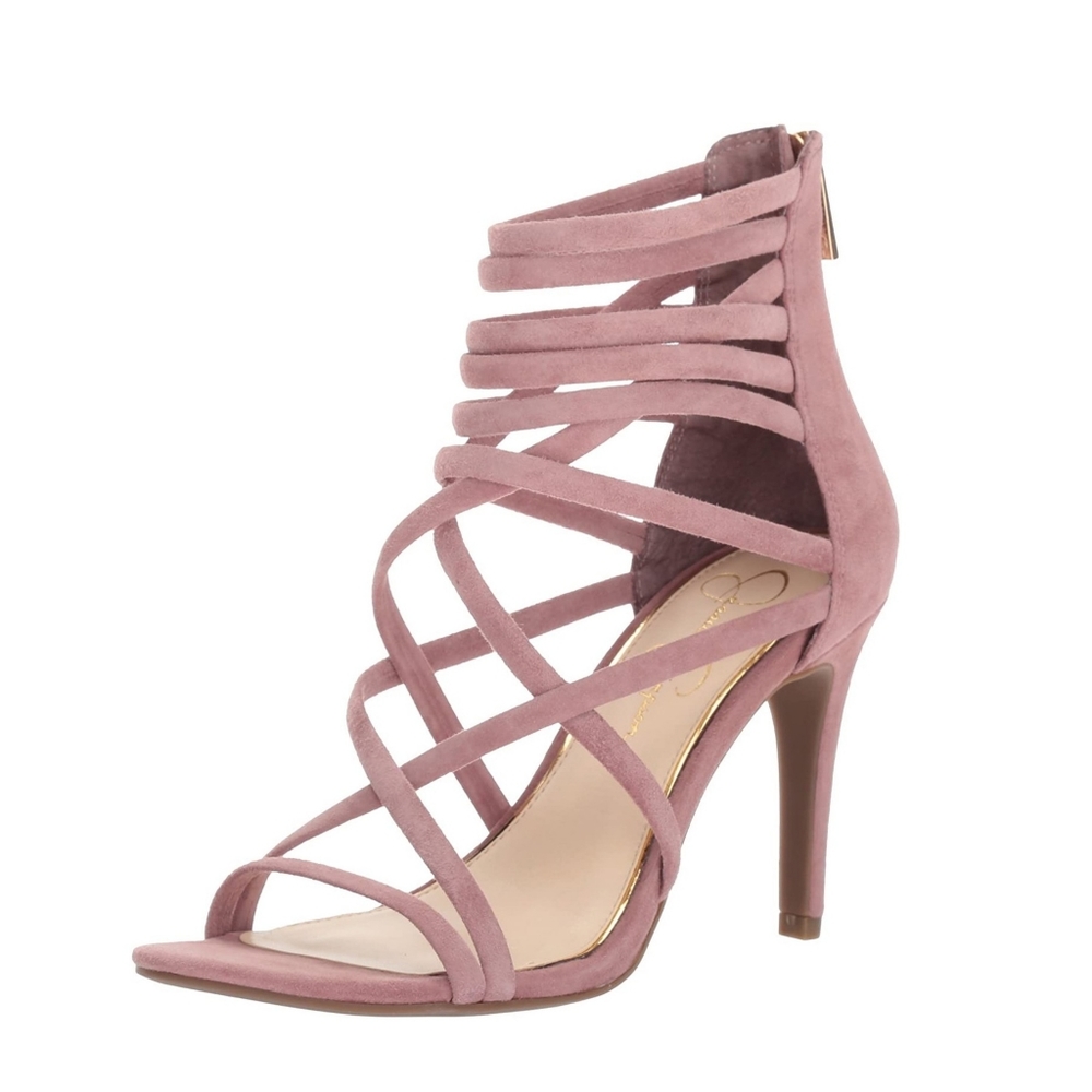 NIB JESSICA SIMPSON MUAVE TAUPE STRAPPY HEELED SANDAL
